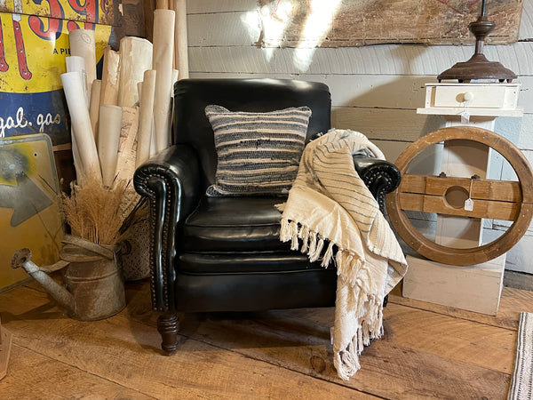 Vintage Leather Club Chair with Ottoman