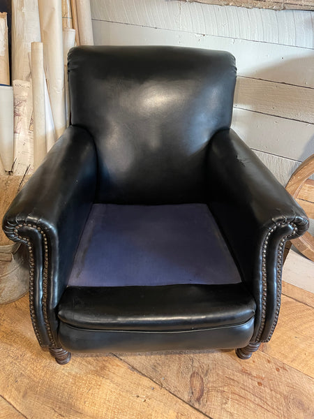 Vintage Leather Club Chair with Ottoman