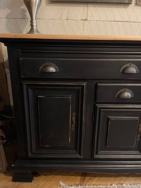 Cushman Classics Farmhouse Buffet in Obsidian Black with Rustic Natural Top