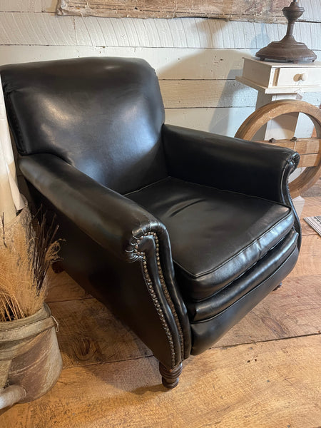 Vintage Leather Club Chair with Ottoman