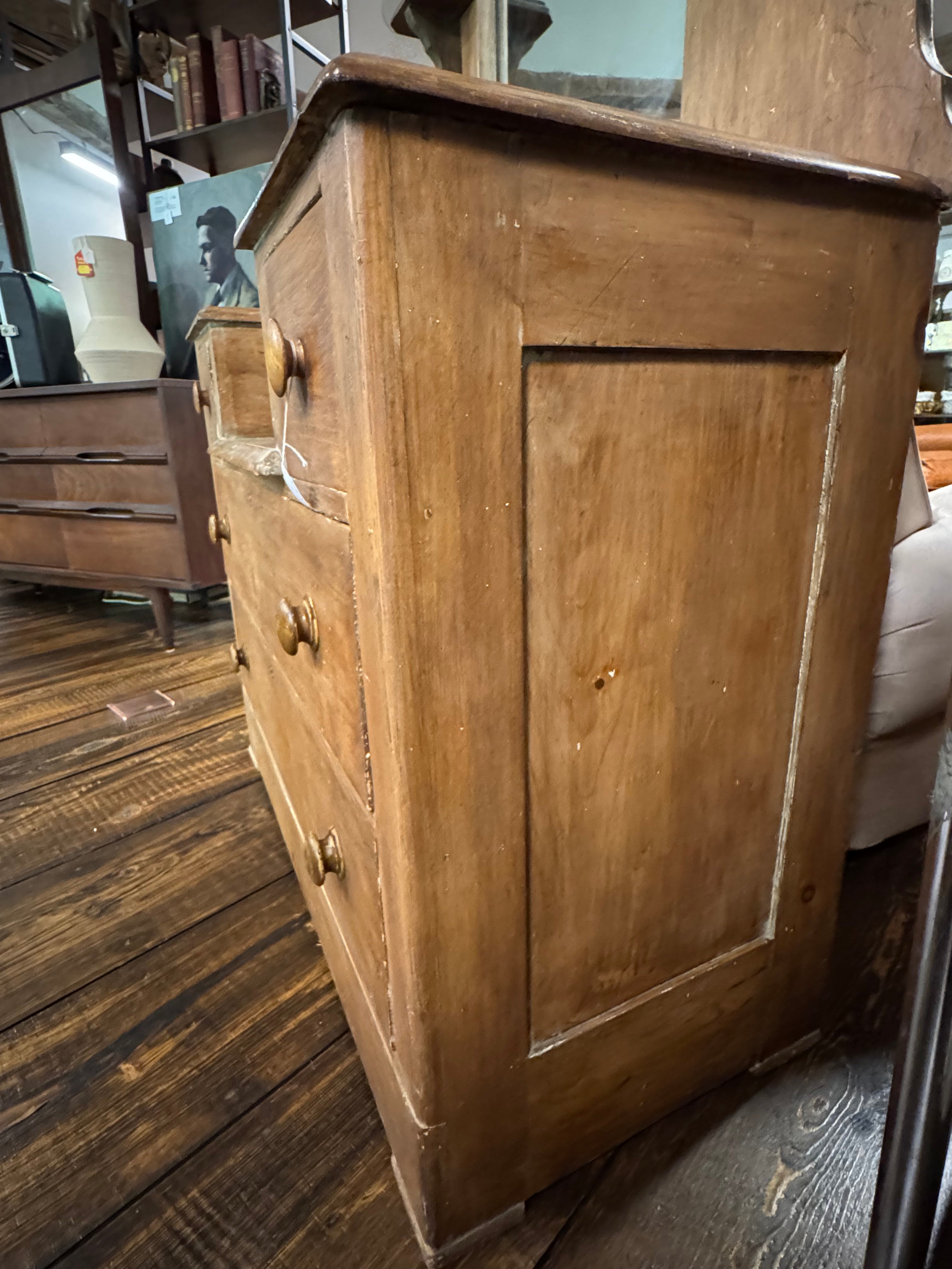 Antique Pine 4-Drawer Dresser | Handcrafted Dovetail Construction