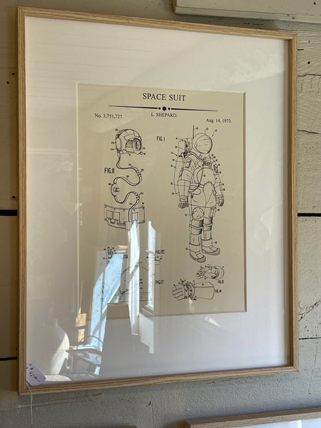 Framed NASA-Inspired Patent Art – Space Suit, Shuttle, or Satellite