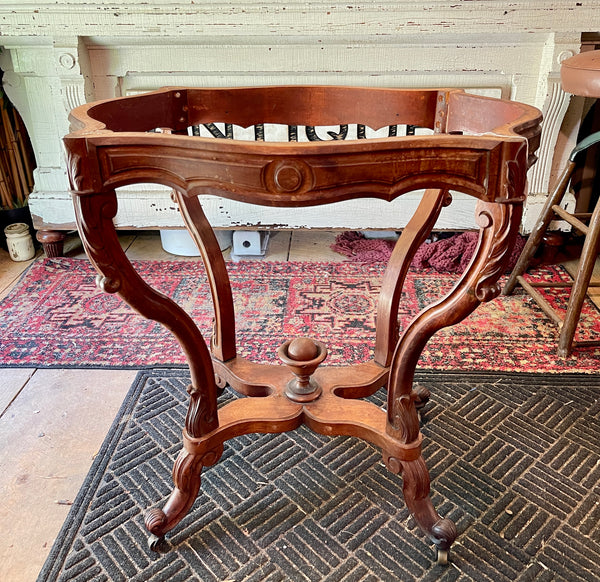 Victorian Marble-Top Accent Table with Ornate Carved Base, c. 19th Century