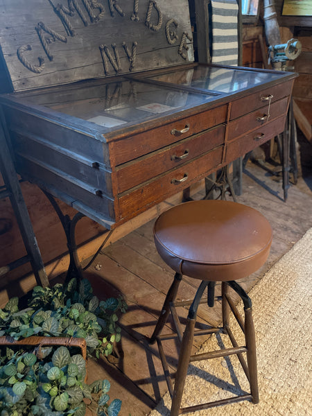 Antique Richardson’s Wash Art Silks Display Cabinet on Iron Base
