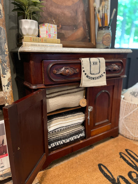Victorian Marble-Top Accent Cabinet