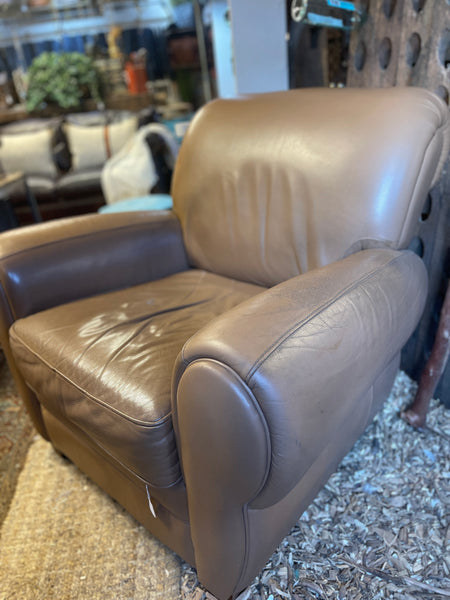 Classic Leather Roll Arm Club Chair