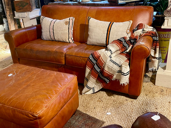 Bauhaus Leather Sofa and Ottoman