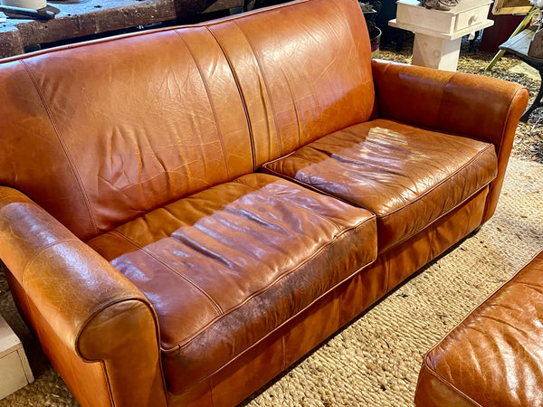 Bauhaus Leather Sofa and Ottoman