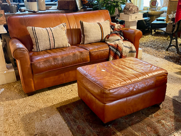 Bauhaus Leather Sofa and Ottoman