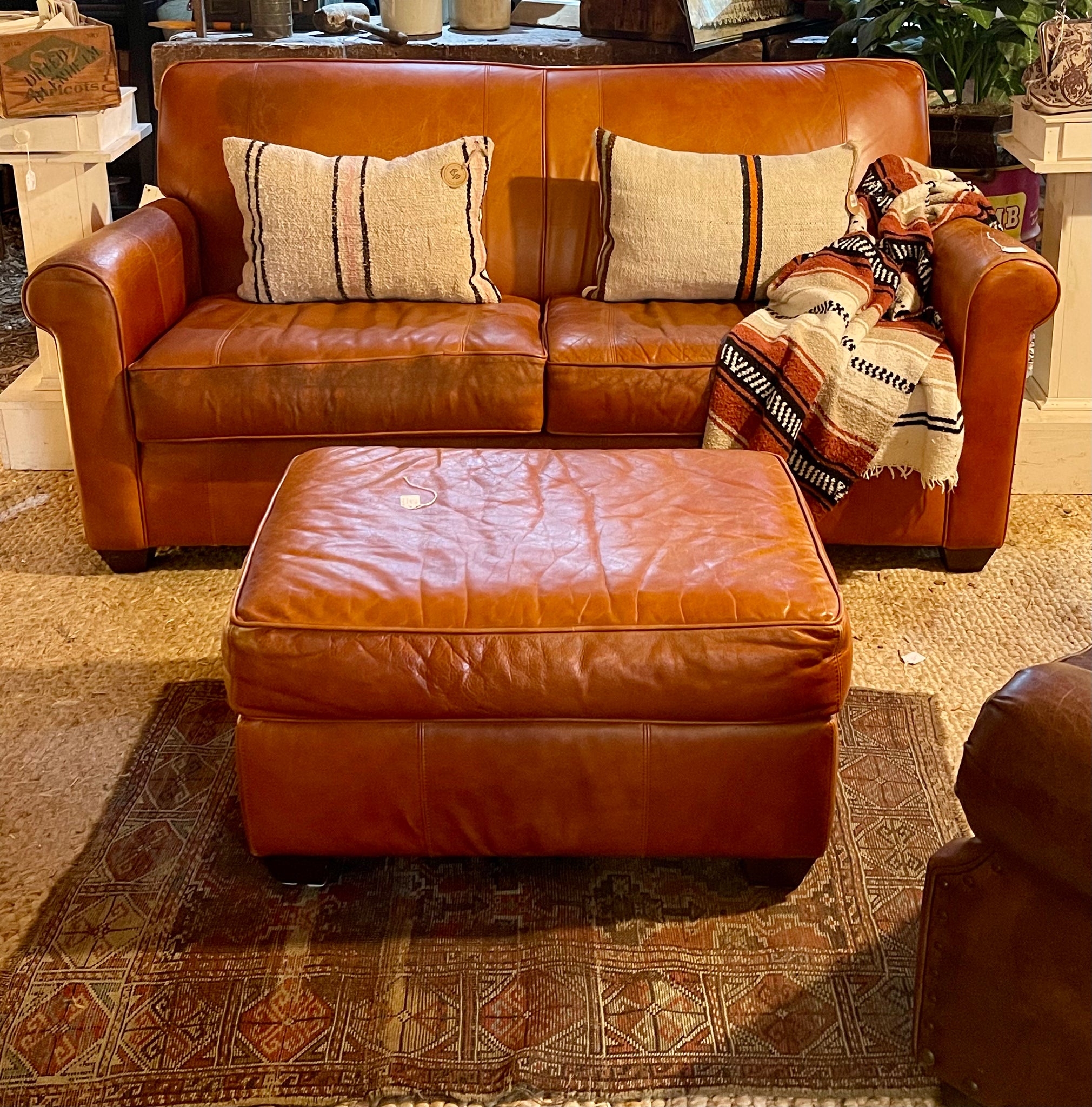 Bauhaus Leather Sofa and Ottoman