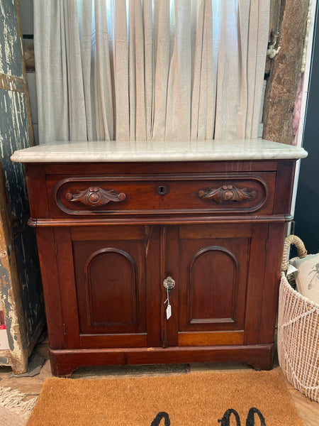 Victorian Marble-Top Accent Cabinet