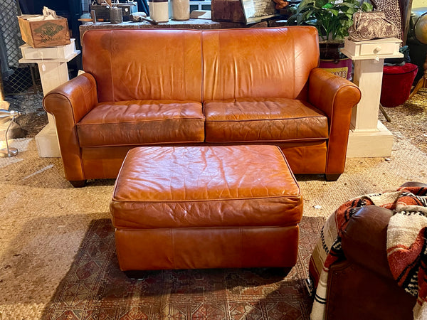 Bauhaus Leather Sofa and Ottoman