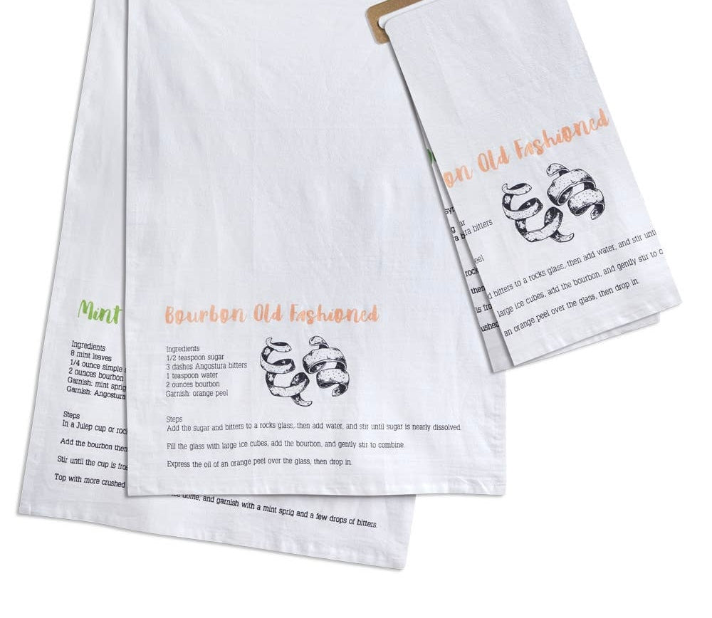Set of Two Cocktail Recipes Tea Towels