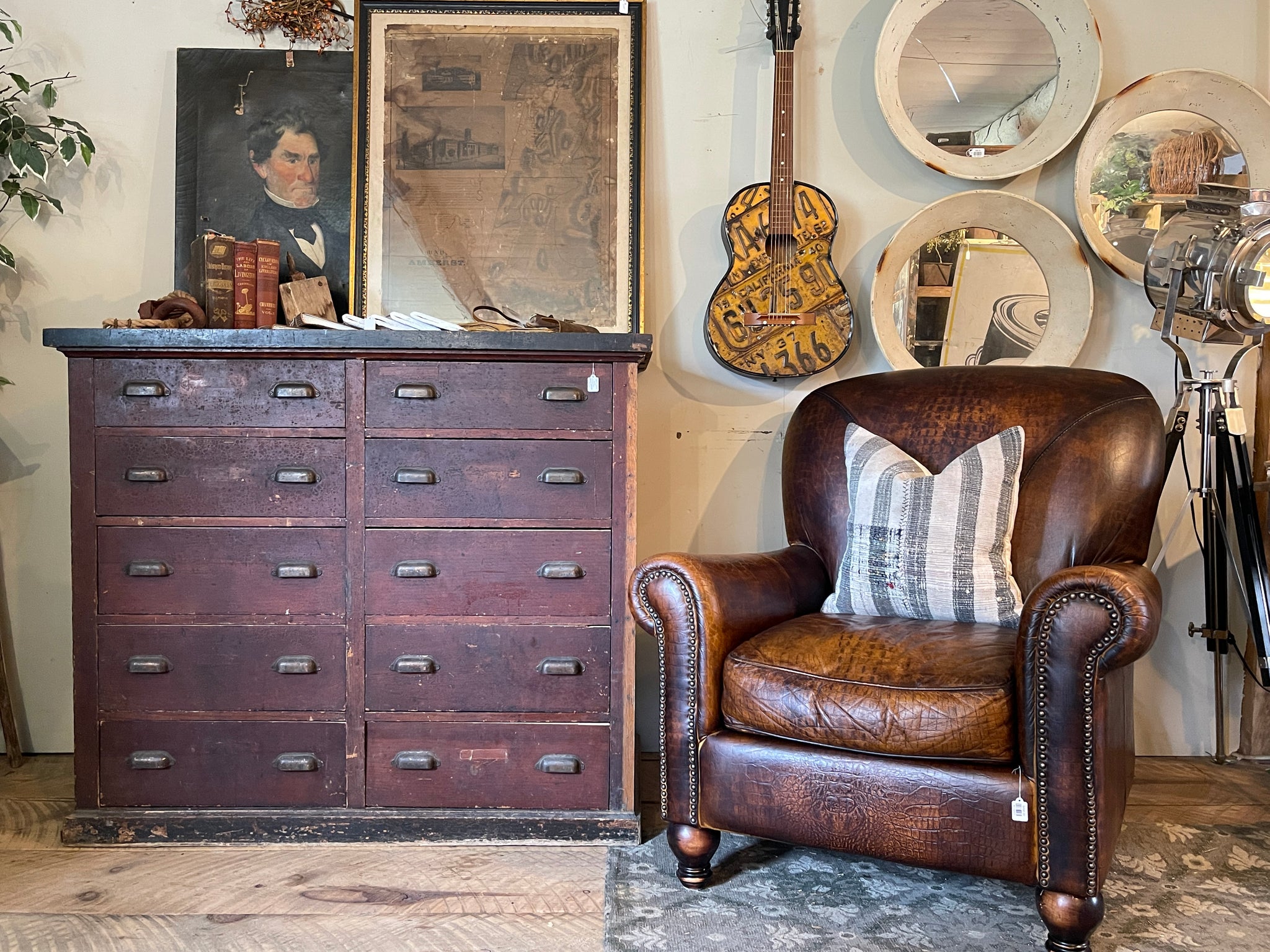 Antique Oak General Store Cabinet – Apothecary Style