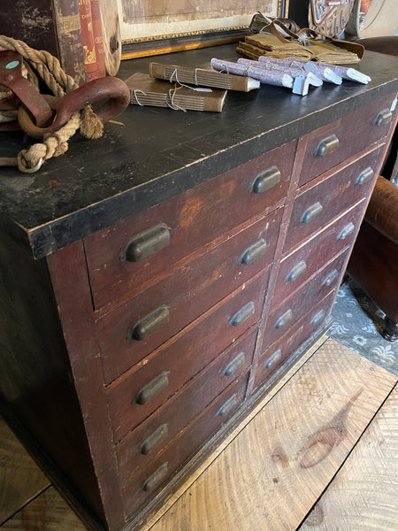 Antique Oak General Store Cabinet – Apothecary Style