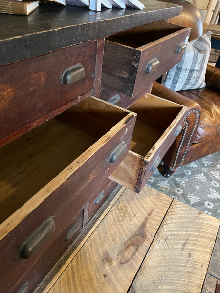 Antique Oak General Store Cabinet – Apothecary Style