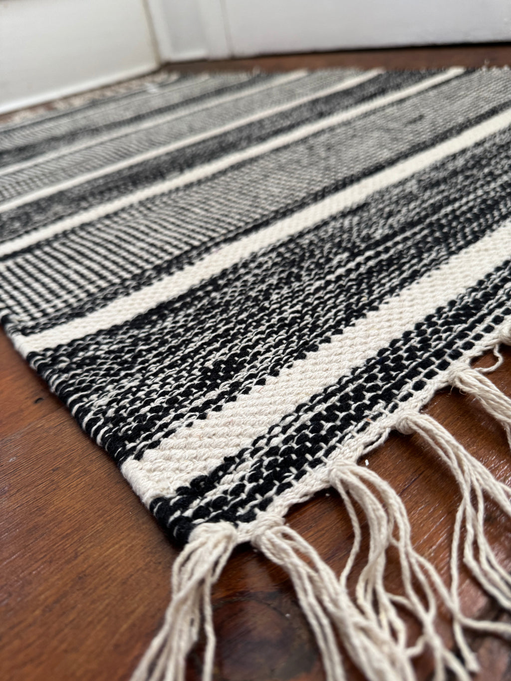 Striped Woven Tassel Rug - 27” x 45” – Accent Rug by The Olde 1840