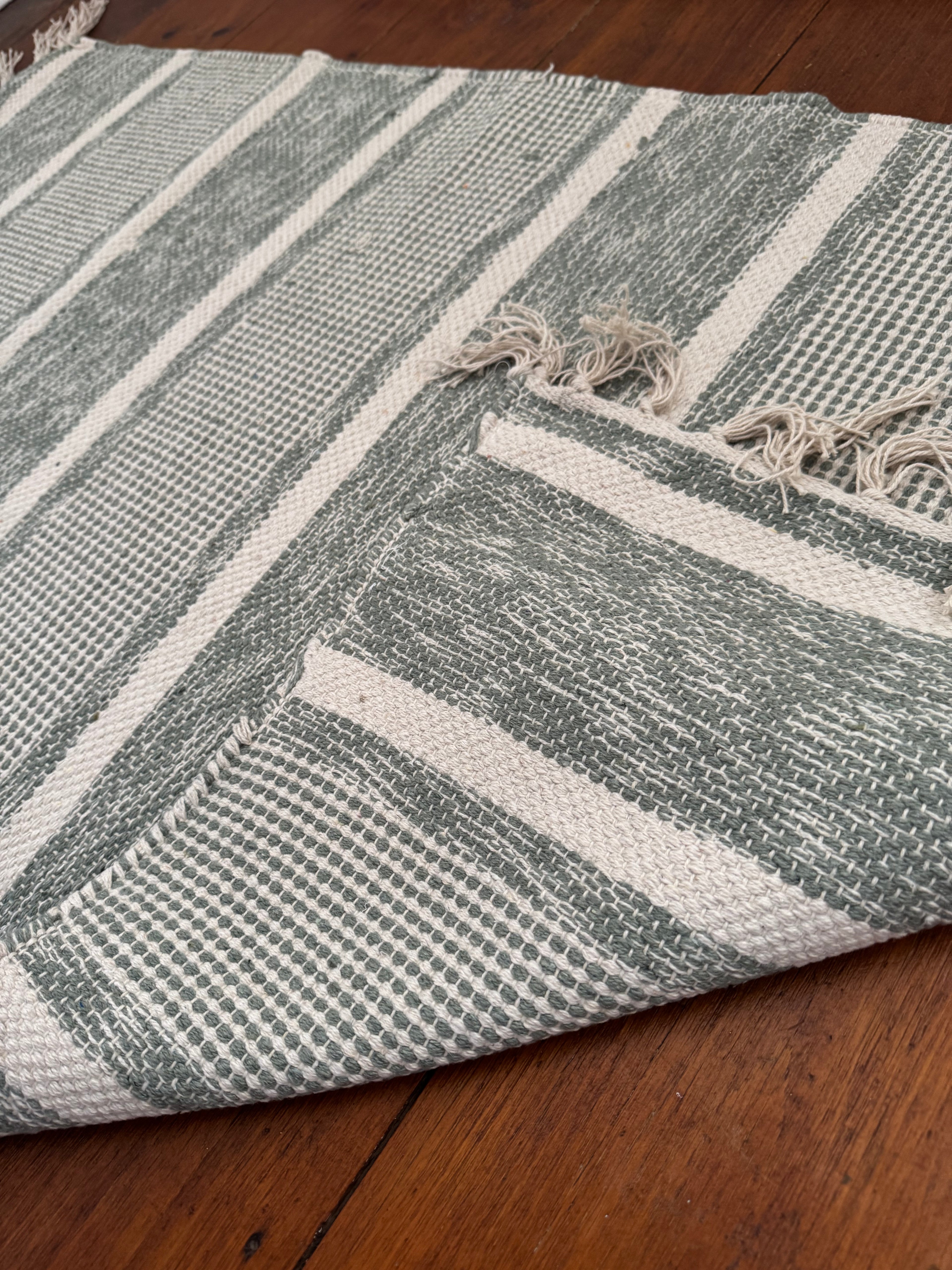 27x45" Striped Tassel Woven Rug – Accent Rug by The Olde 1840