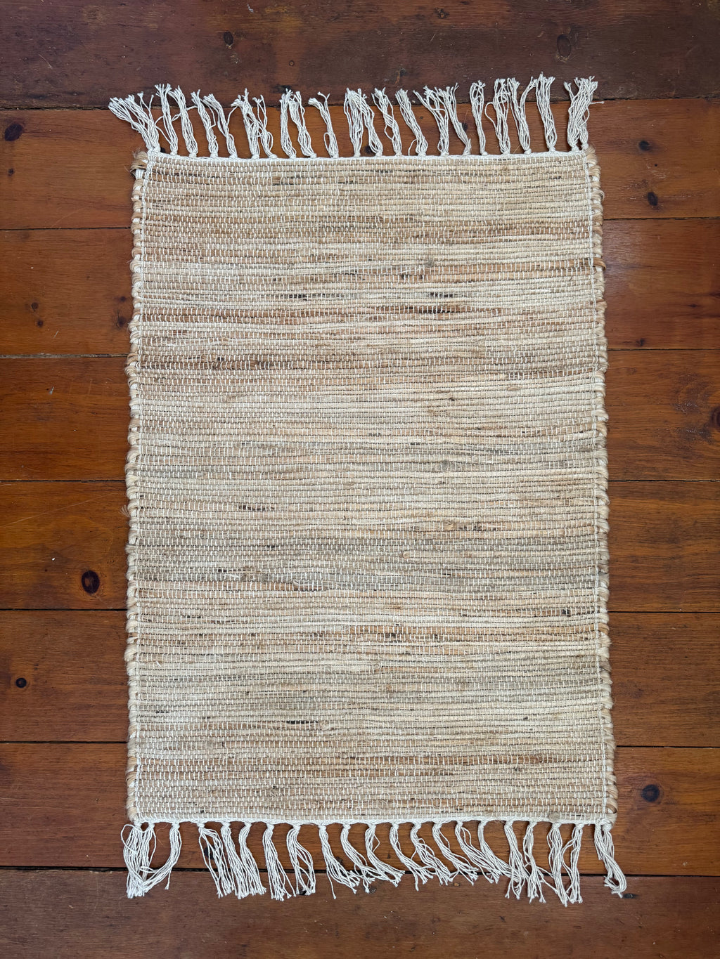 Rustic Rug With Fringe Beige Woven Fringe Rug - 24x36 Rug – The Olde 1840