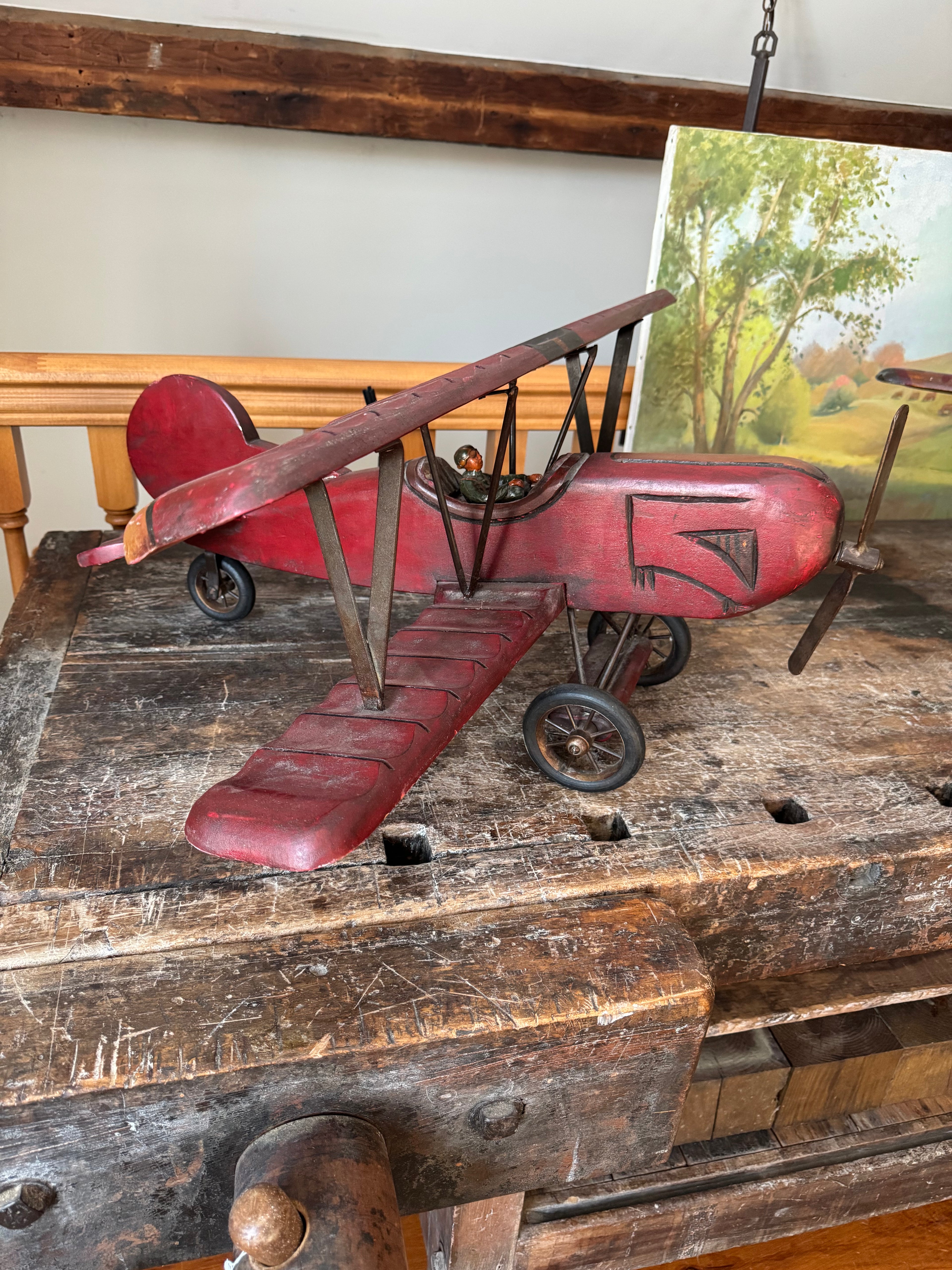 Rustic Metal Wood Airplane Model Decor – Decor by The Olde 1840