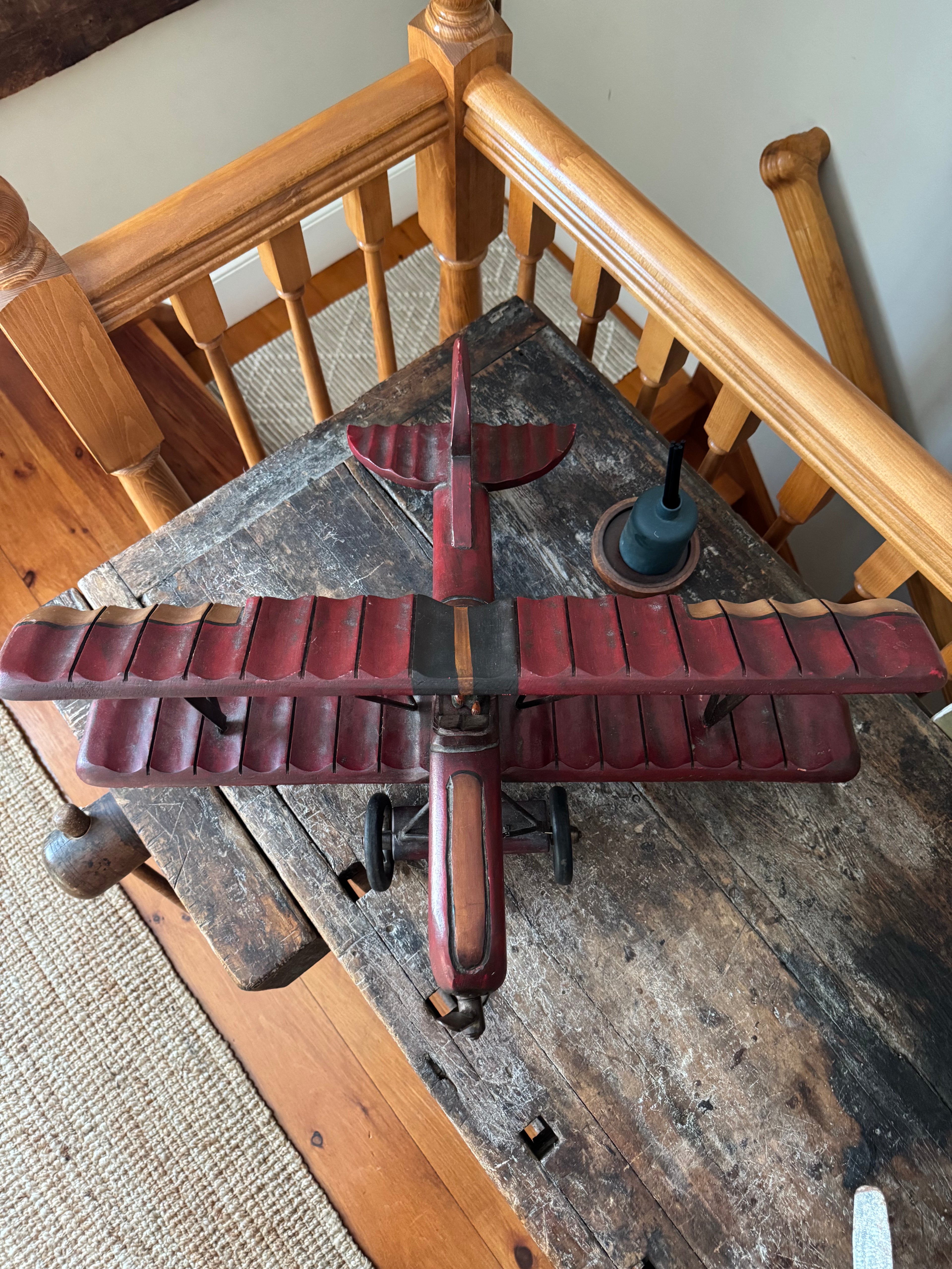 Rustic Metal Wood Airplane Model Decor – Decor by The Olde 1840