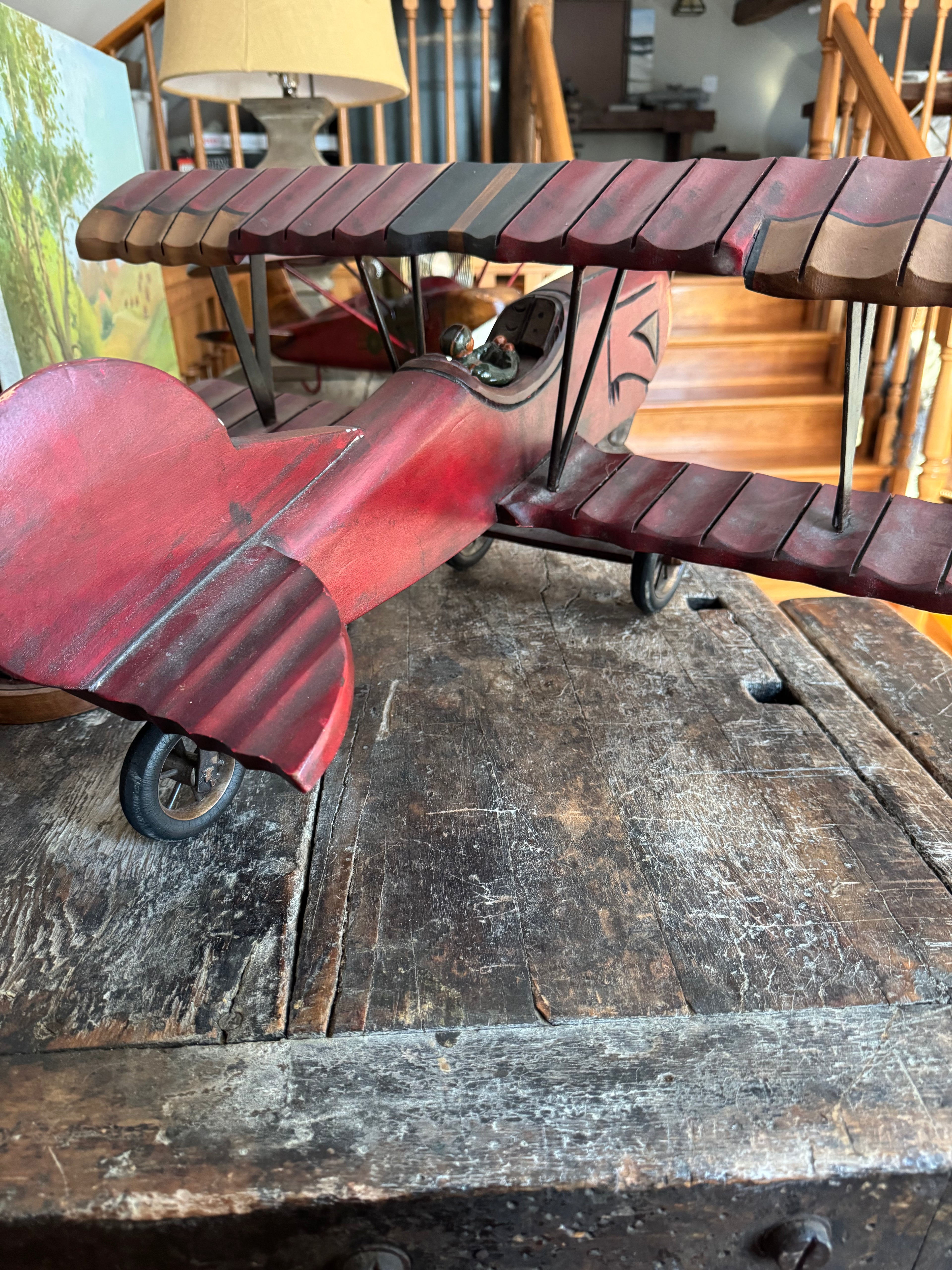 Rustic Metal Wood Airplane Model Decor – Decor by The Olde 1840