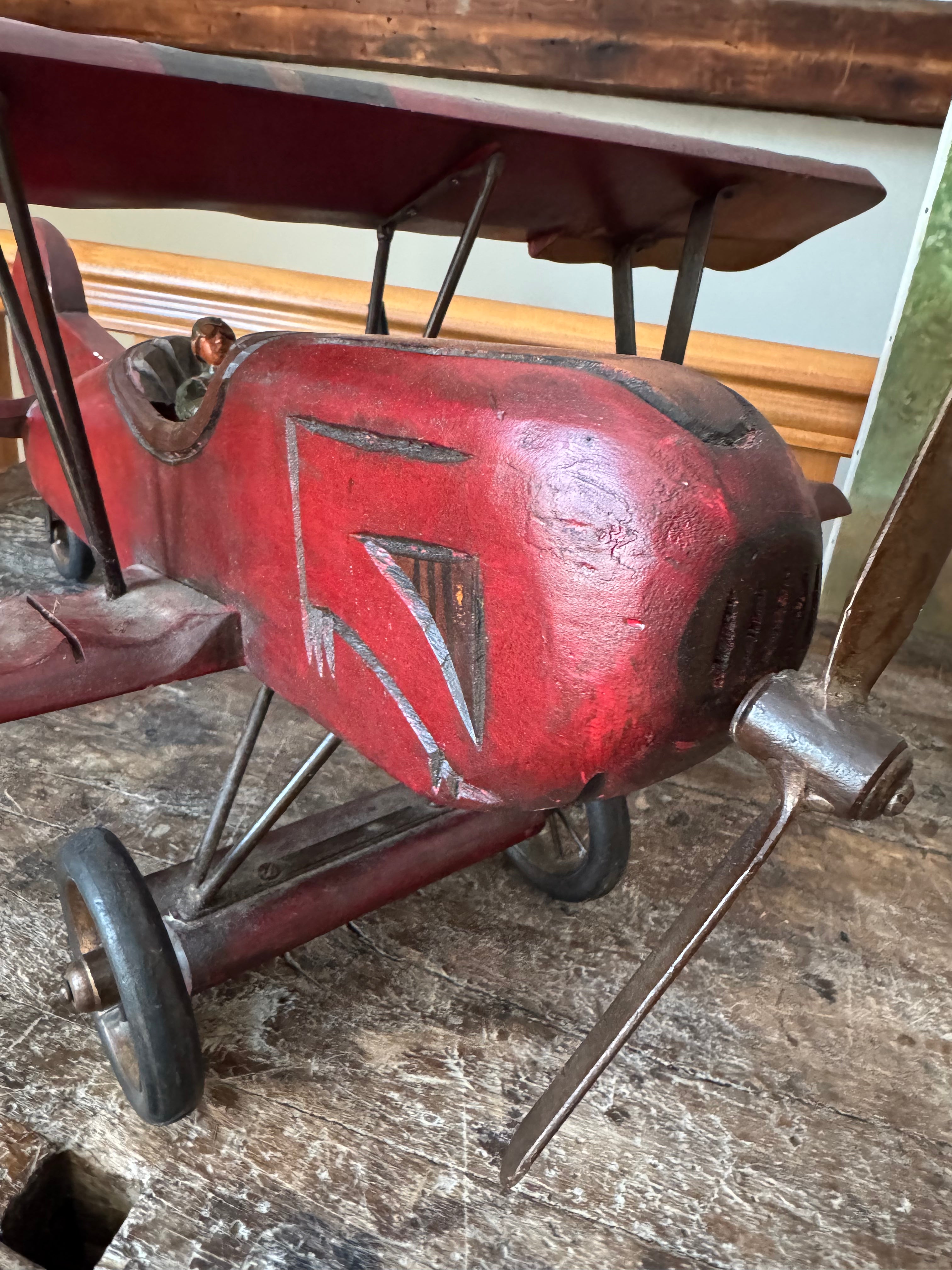 Rustic Metal Wood Airplane Model Decor – Decor by The Olde 1840