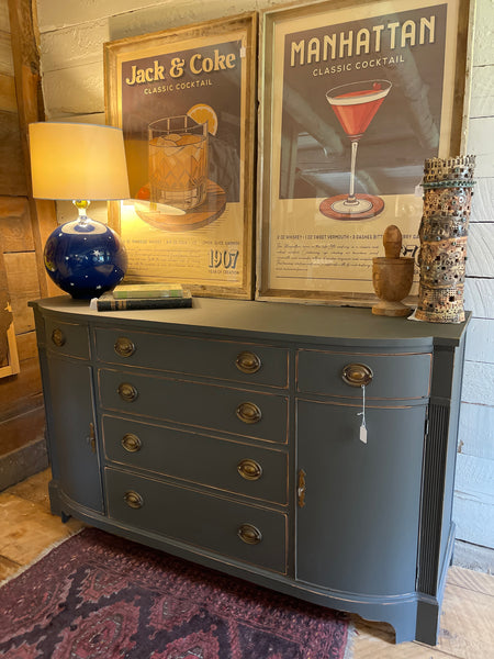 Vintage Drexel Bow Front Sideboard in Signature Ash Gray