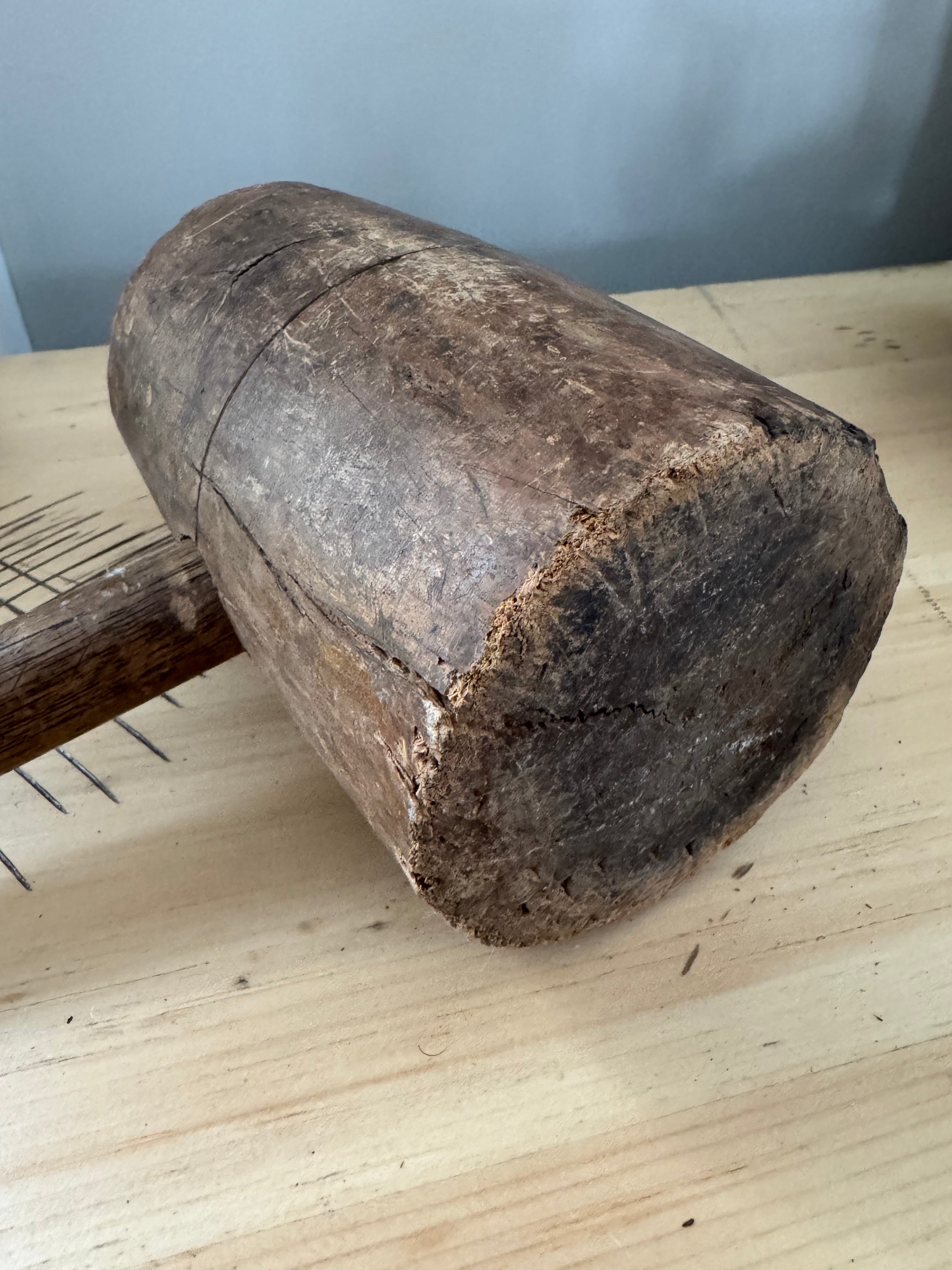 Vintage Antique 12” Wooden Mallet Hammer
