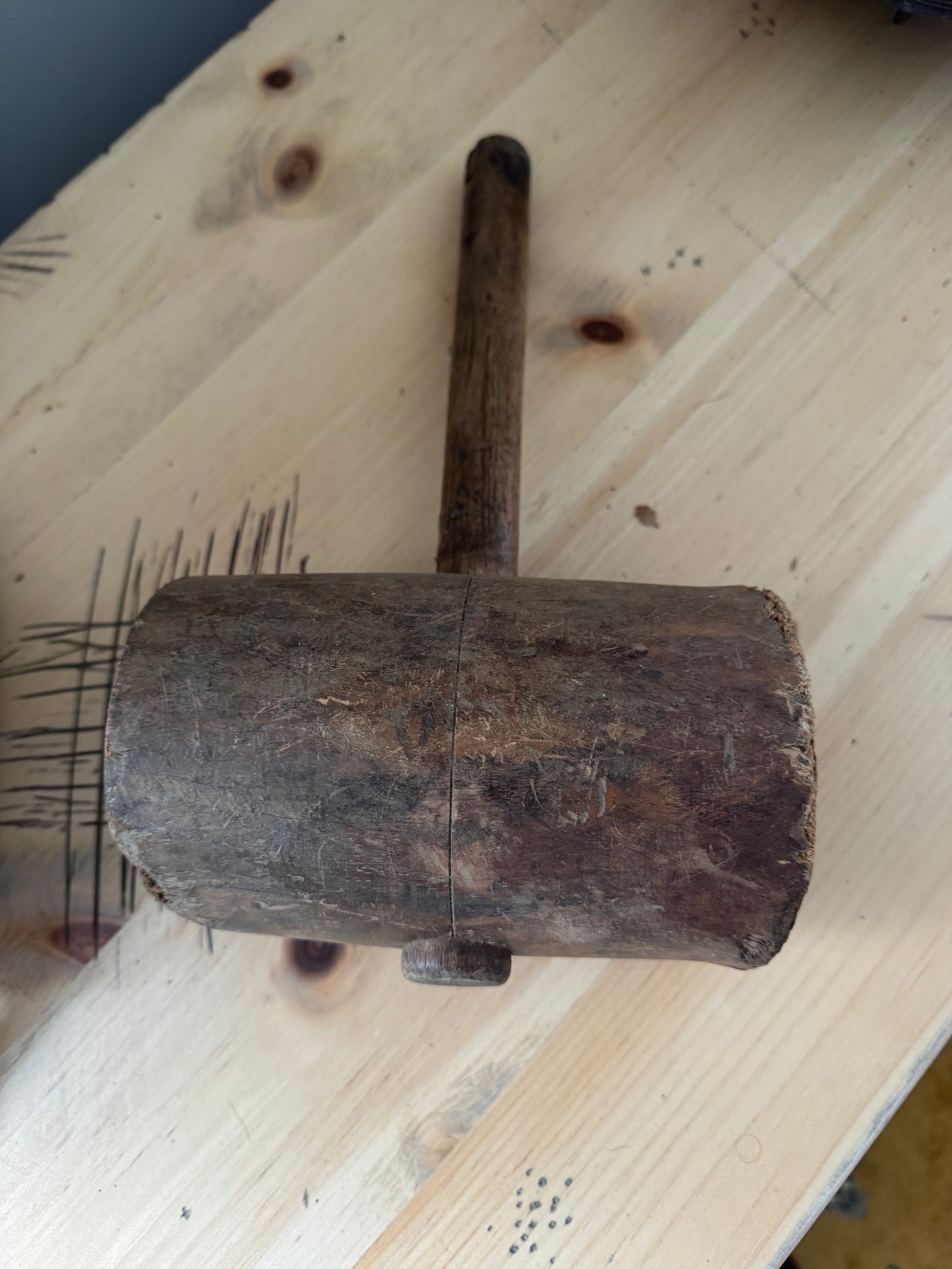 Vintage Antique 12” Wooden Mallet Hammer