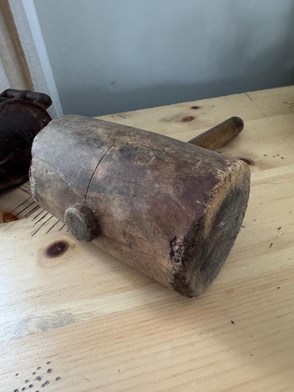 Vintage Antique 12” Wooden Mallet Hammer