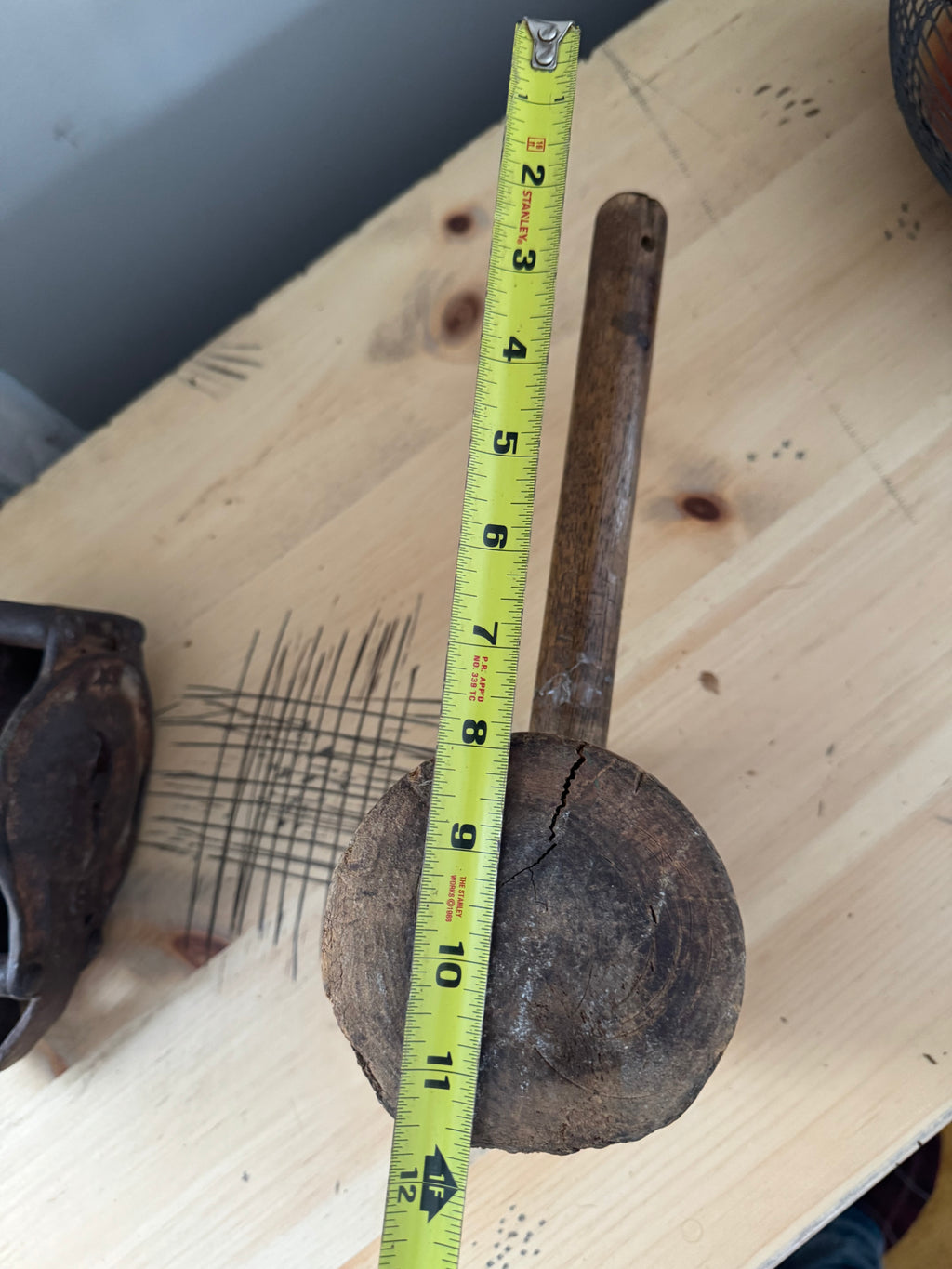 Vintage Antique 12” Wooden Mallet Hammer