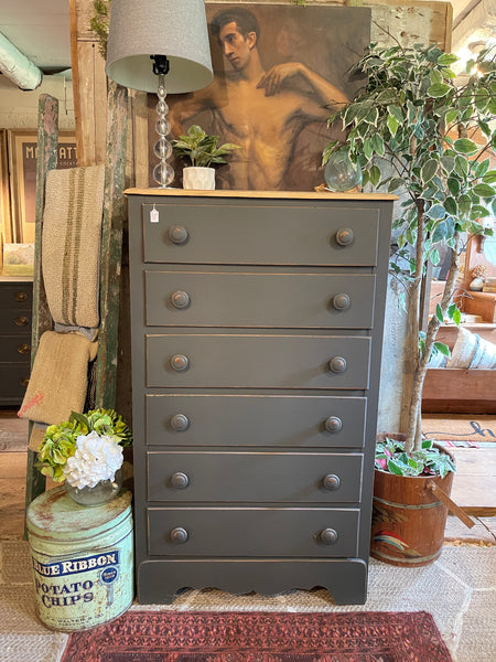 Tallboy Dresser with Natural Wood Top