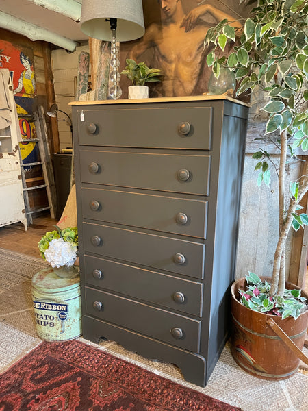 Tallboy Dresser with Natural Wood Top