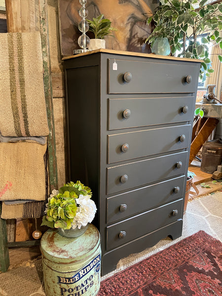 Tallboy Dresser with Natural Wood Top