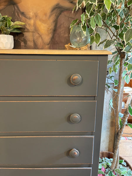 Tallboy Dresser with Natural Wood Top