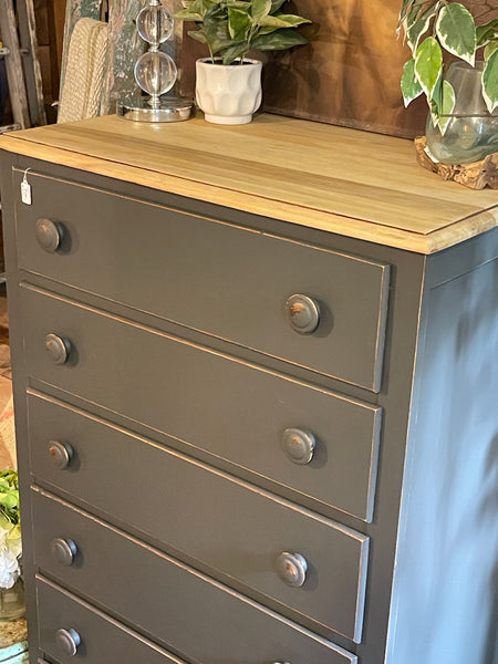 Tallboy Dresser with Natural Wood Top