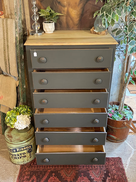 Tallboy Dresser with Natural Wood Top