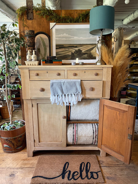 Natural Pine Farmhouse Dresser with Cabinet