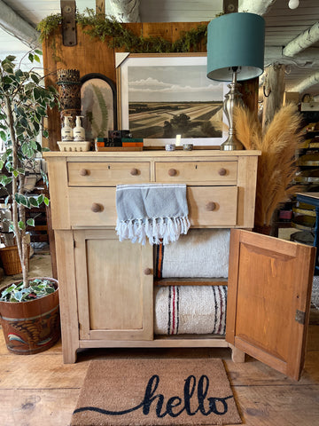 Natural Pine Farmhouse Dresser with Cabinet