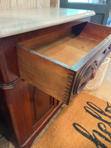 Victorian Marble-Top Accent Cabinet