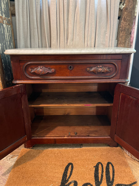 Victorian Marble-Top Accent Cabinet