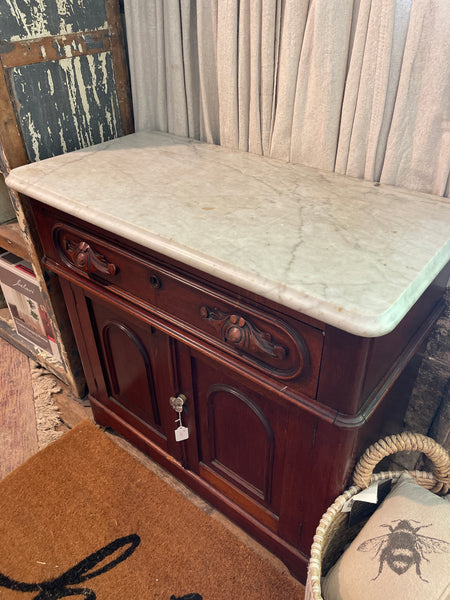 Victorian Marble-Top Accent Cabinet