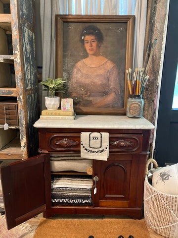 Victorian Marble-Top Accent Cabinet