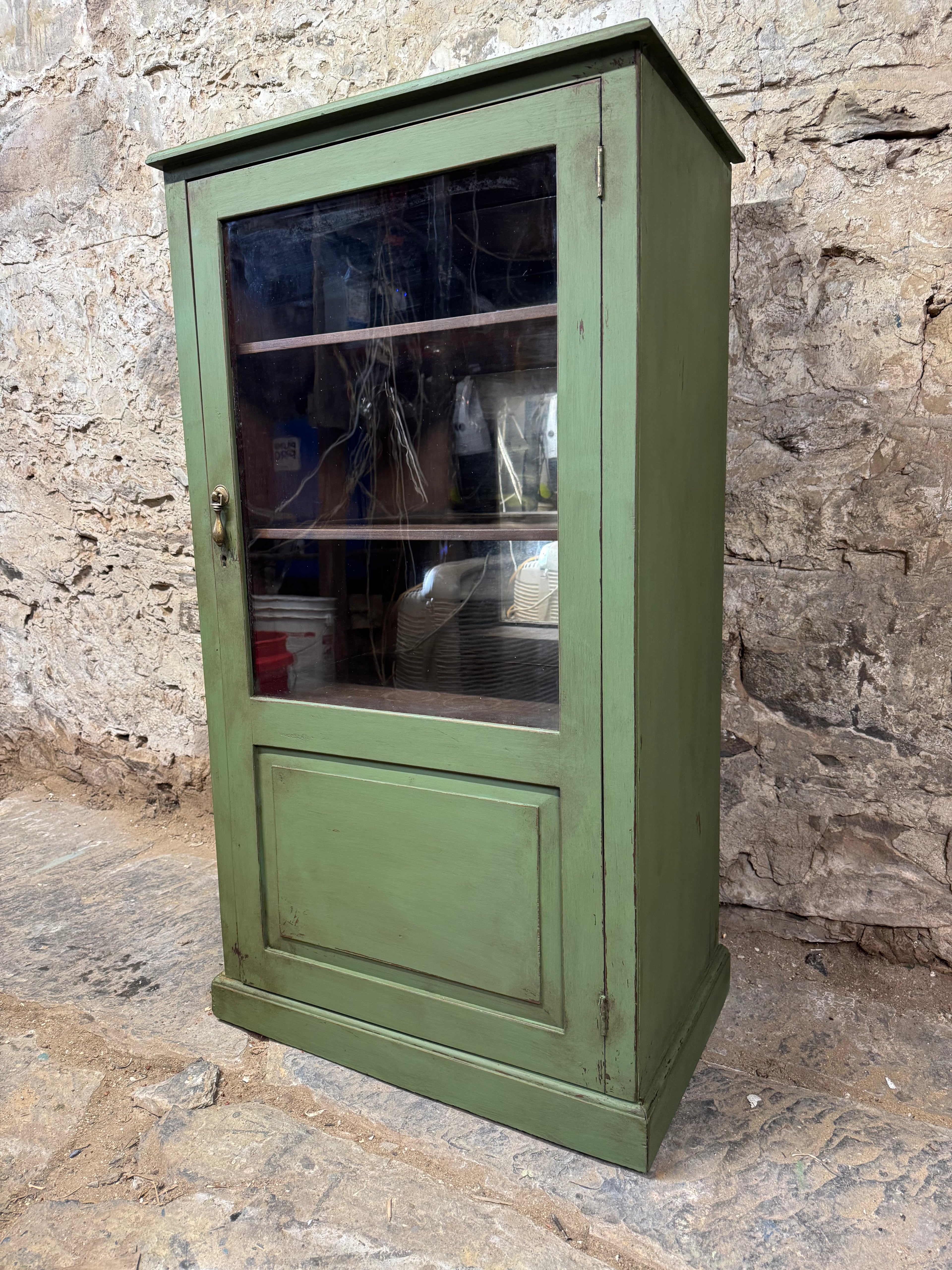 Antique Green Cupboard / Display Cabinet