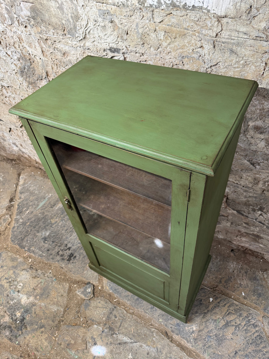 Antique Green Cupboard / Display Cabinet