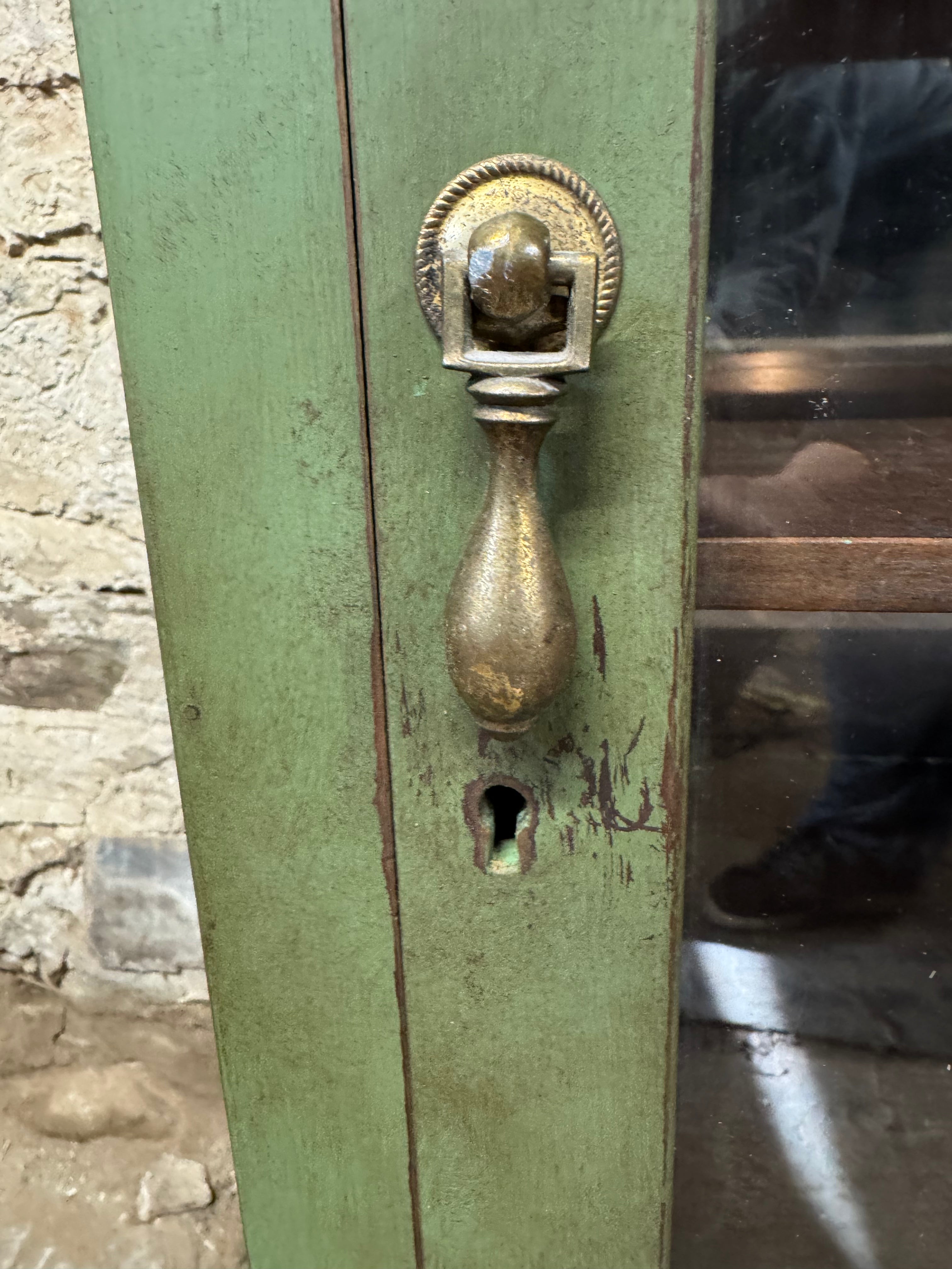 Antique Green Cupboard / Display Cabinet