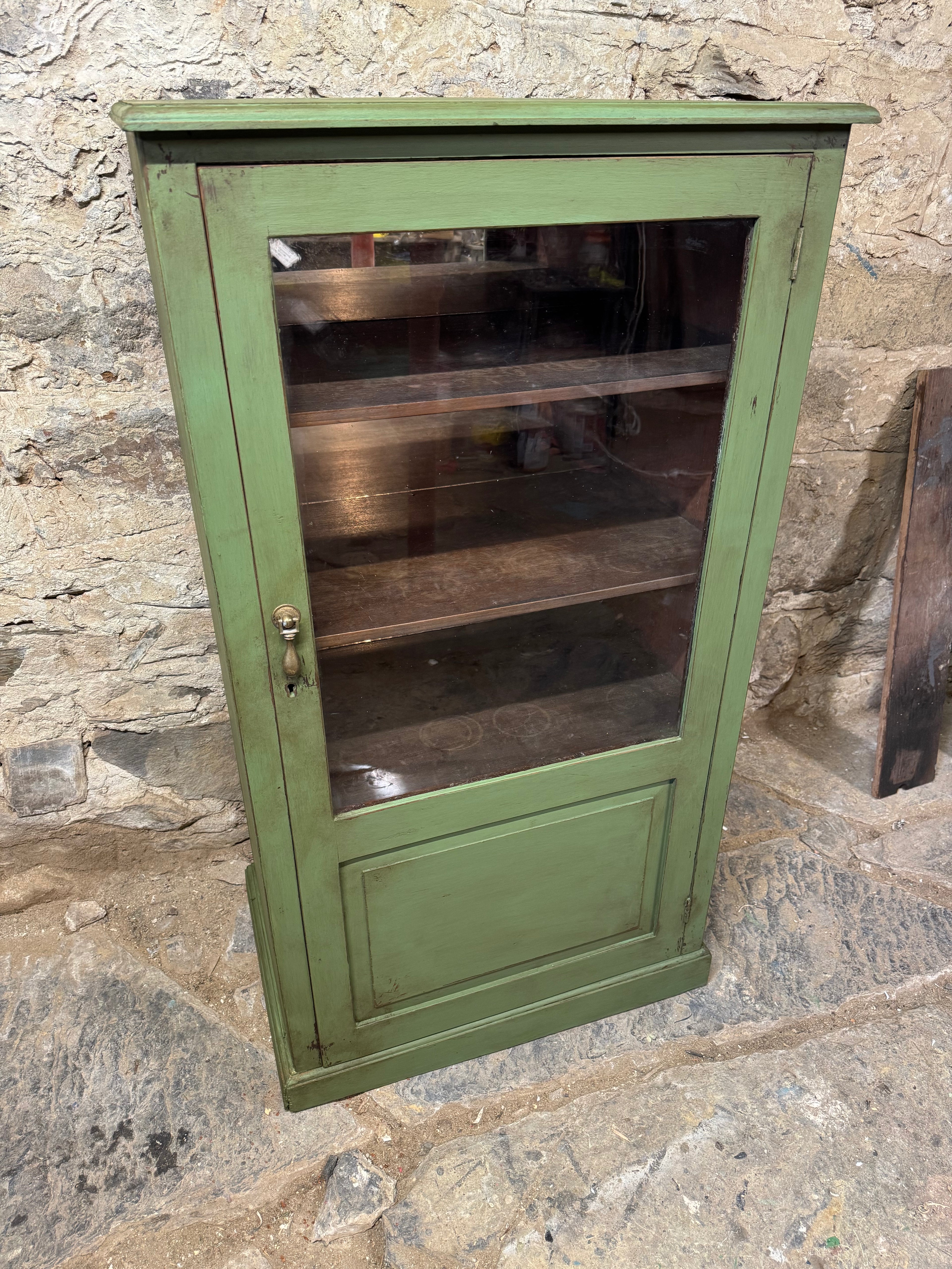 Antique Green Cupboard / Display Cabinet