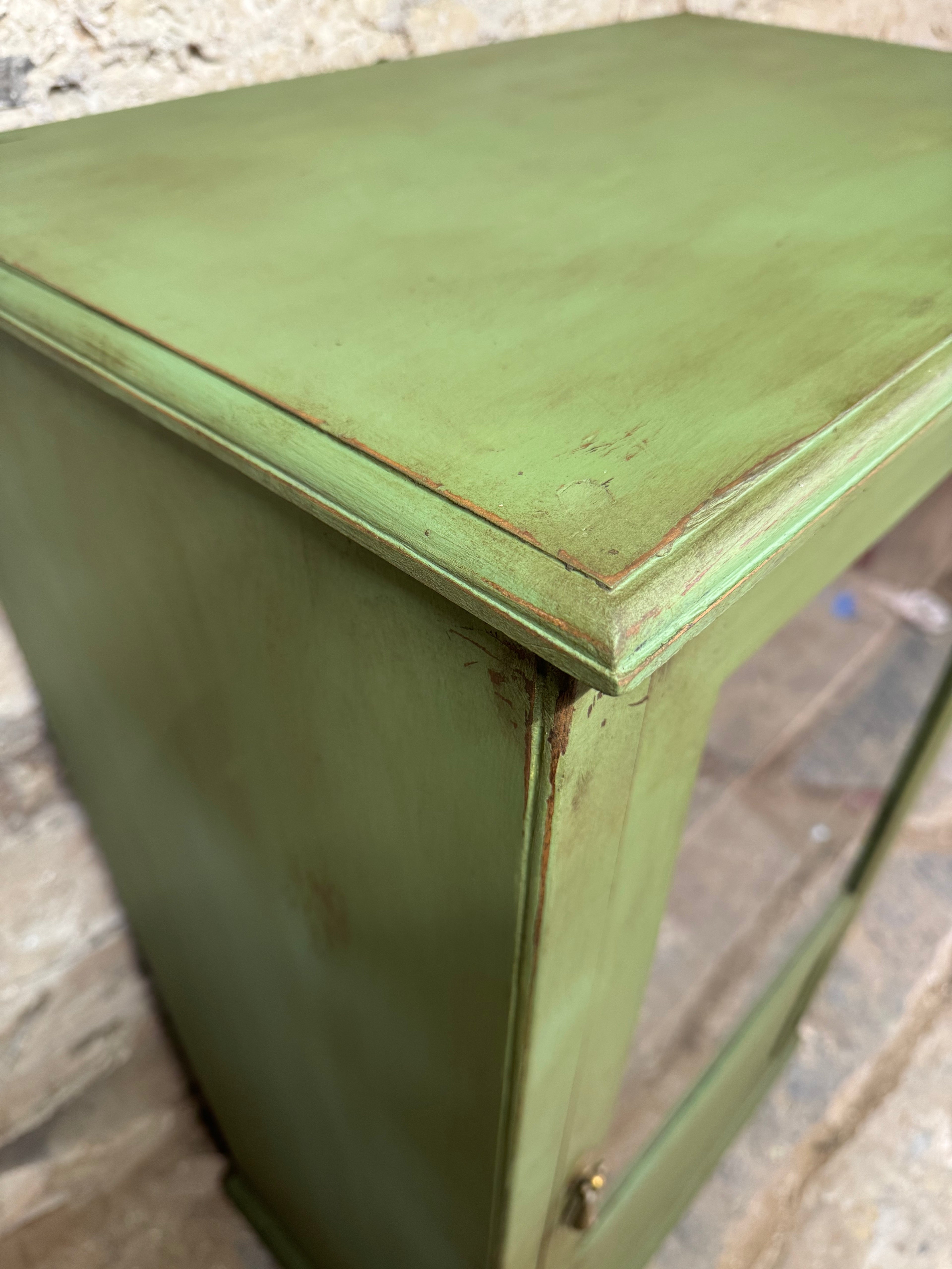 Antique Green Cupboard / Display Cabinet