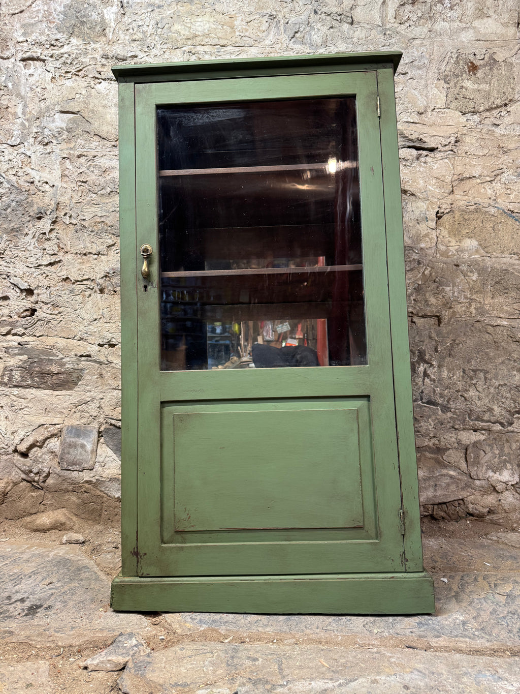 Antique Green Cupboard / Display Cabinet